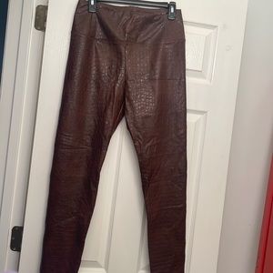 Brown leather leggings